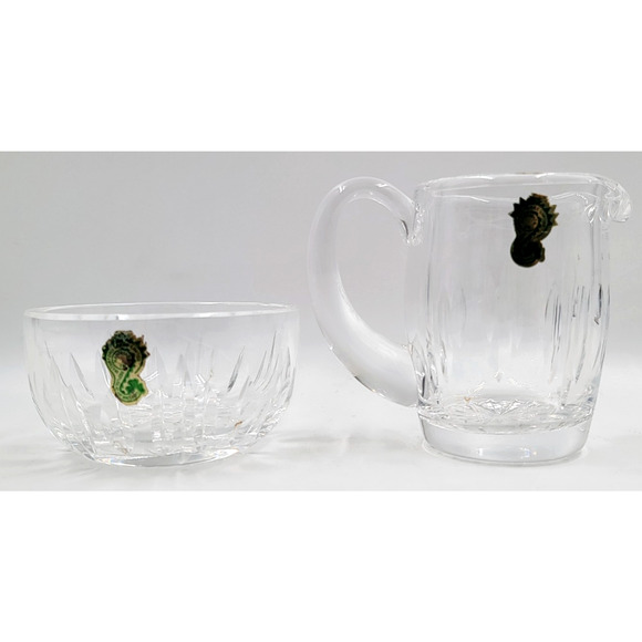 Waterford Crystal Cream & Sugar Set Cut Ireland Heavy Clear Glass Vintage - Picture 7 of 13
